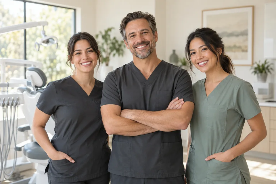 Illustrative team portrait for a sample dental social post